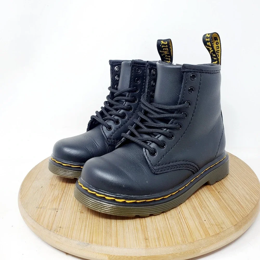 Dr Martens 1460 Boots Kids 8 Toddler Black Lace Up 8 Eye Little Boys Girls Shoes
